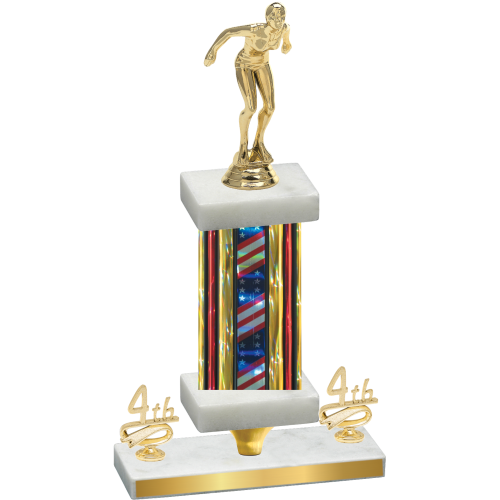 Premium Single Flag USA Fourth Place Tennis Trophy