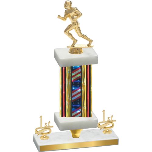 Premium Single Flag USA First Place Football Trophy