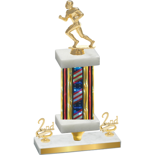 Premium Single Flag USA Second Place Football Trophy