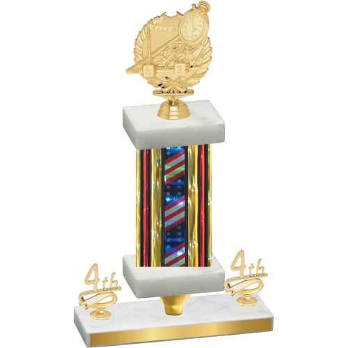 Premium Single Flag USA Fourth Place Swimming Trophy