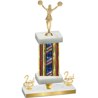 Premium Single Flag USA Second Place Cheerleading Trophy