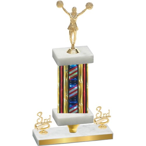 Premium Single Flag USA Third Place Cheerleading Trophy