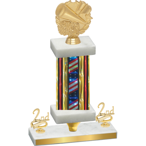 Premium Single Flag USA Second Place Cheerleading Trophy
