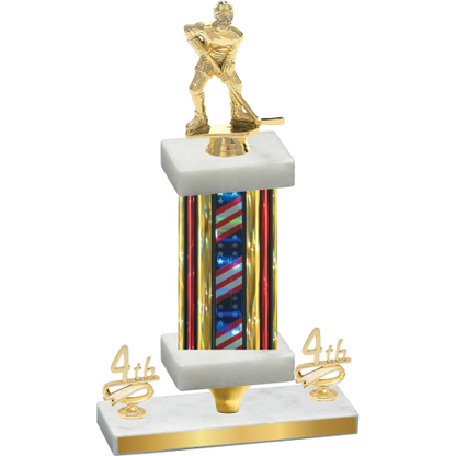 Premium Single Flag USA Fourth Place Hockey Trophy
