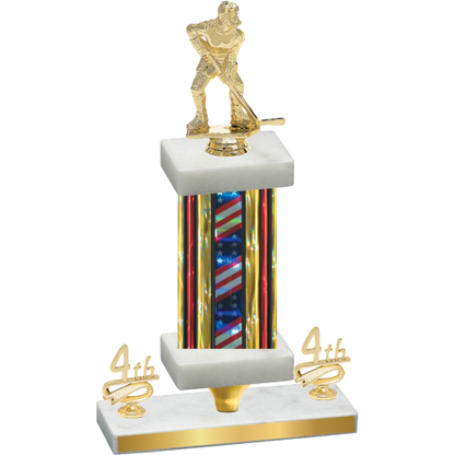 Premium Single Flag USA Fourth Place Hockey Trophy