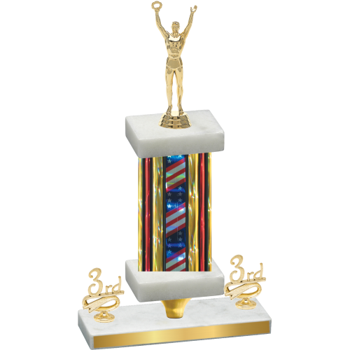 Premium Single Flag USA Third Place Victory Trophy
