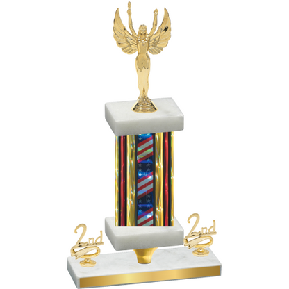 Premium Single Flag USA Second Place Victory Trophy