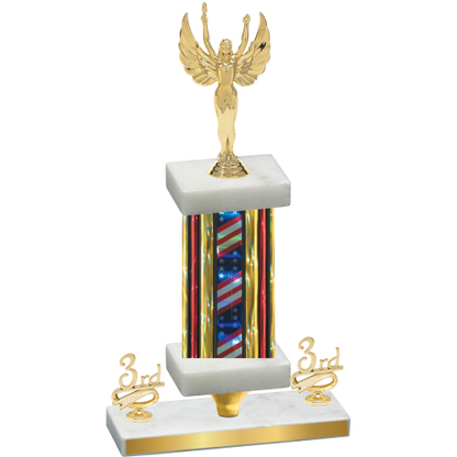 Premium Single Flag USA Third Place Victory Trophy
