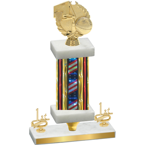 Premium Single Flag USA First Place Basketball Trophy