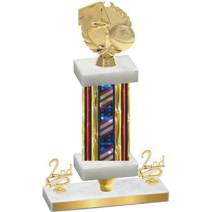 Premium Single Flag USA Second Place Basketball Trophy