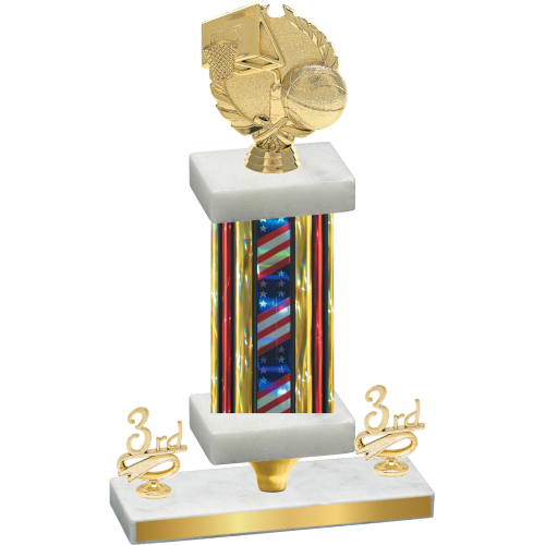 Premium Single Flag USA Third Place Basketball Trophy