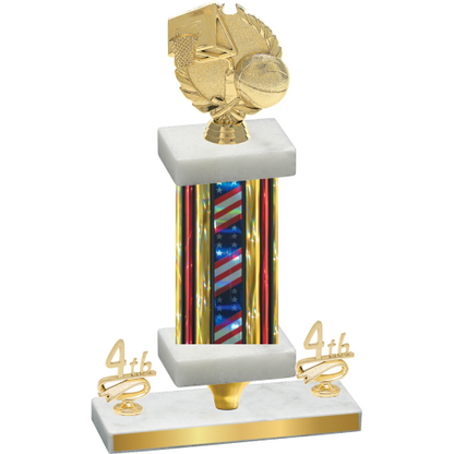 Premium Single Flag USA Fourth Place Basketball Trophy