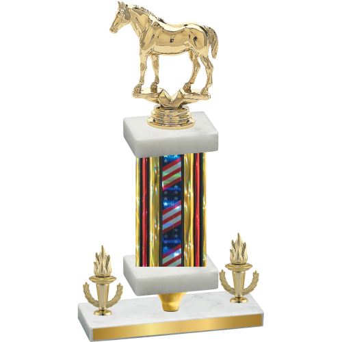 Premium Single Flag USA Victory Horses Trophy