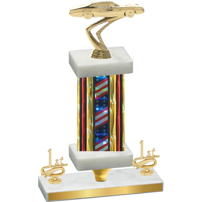 Premium Single Flag USA First Place Cars Trophy