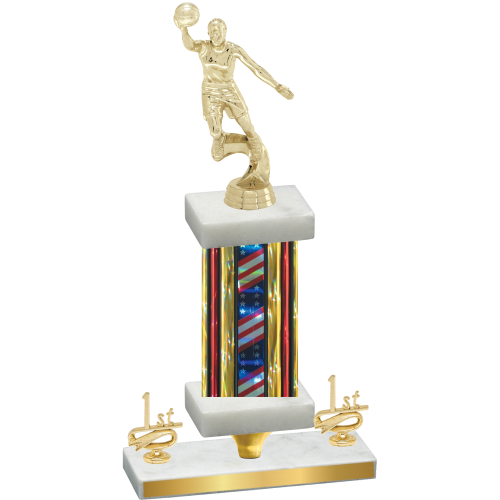 Premium Single Flag USA First Place Basketball Trophy