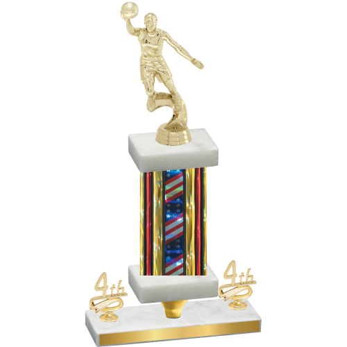 Premium Single Flag USA Fourth Place Basketball Trophy