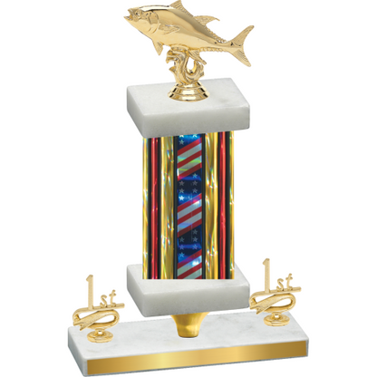 Premium Single Flag USA First Place Fishing Trophy