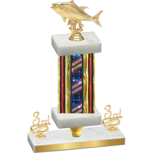 Premium Single Flag USA Third Place Fishing Trophy