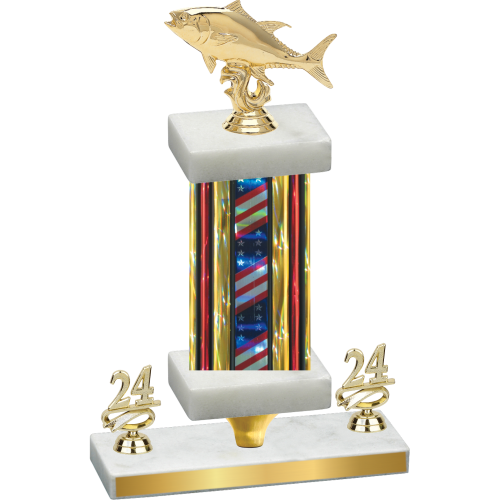 Premium Single Flag USA Year Fishing Trophy
