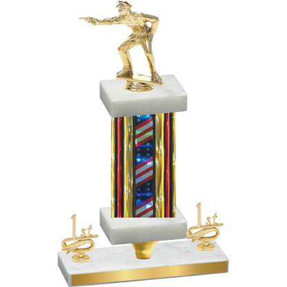 Premium Single Flag USA First Place Shooter Trophy