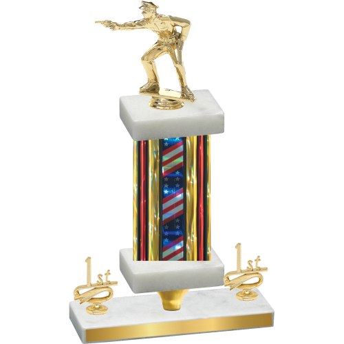 Premium Single Flag USA First Place Shooter Trophy