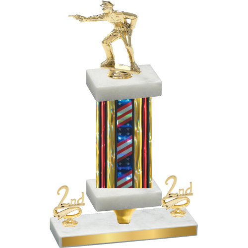 Premium Single Flag USA Second Place Shooter Trophy