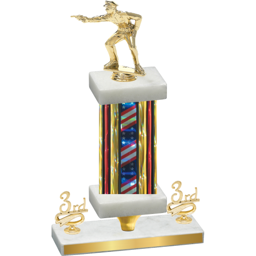Premium Single Flag USA Third Place Shooter Trophy