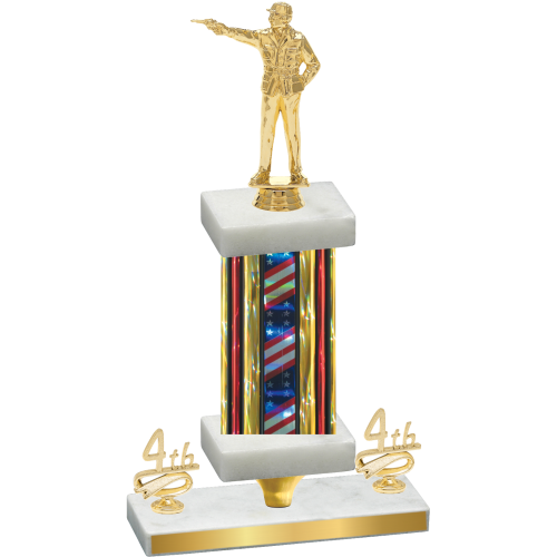 Premium Single Flag USA Fourth Place Shooter Trophy