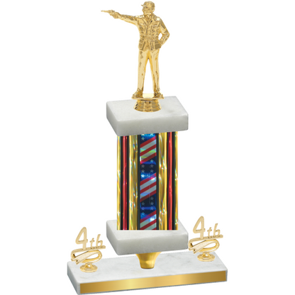 Premium Single Flag USA Fourth Place Shooter Trophy