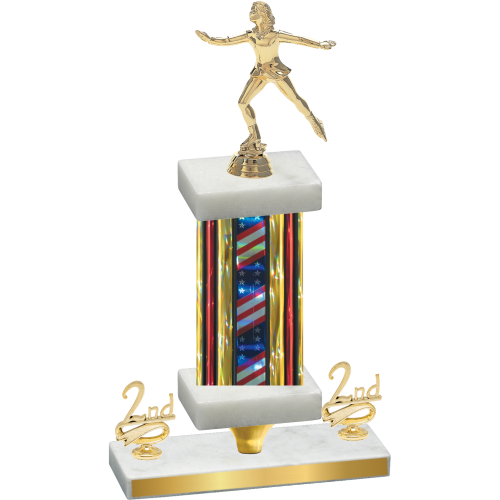 Premium Single Flag USA Second Place Skater Trophy