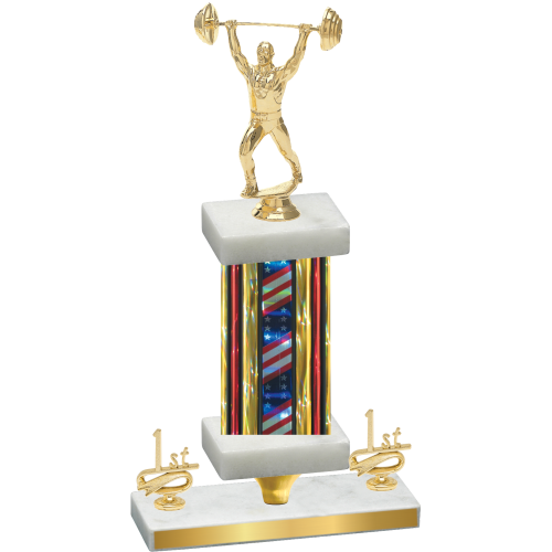 Premium Single Flag USA First Place Weights Trophy