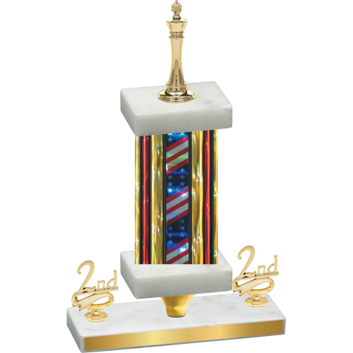 Premium Single Flag USA Second Place Chess Trophy