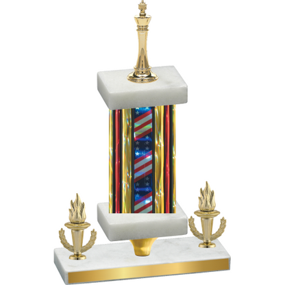 Premium Single Flag USA Victory Chess Trophy