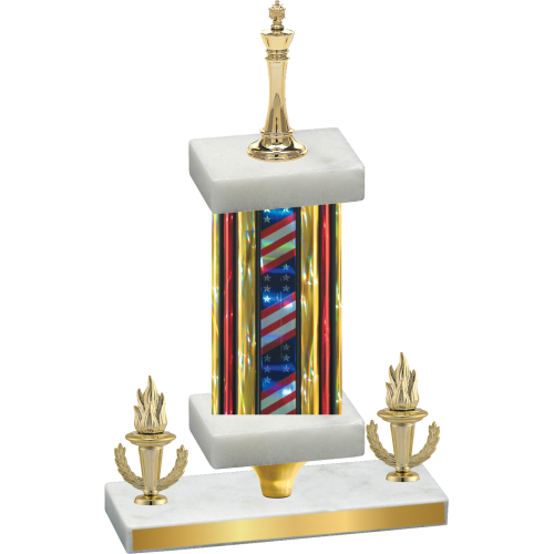 Premium Single Flag USA Victory Chess Trophy
