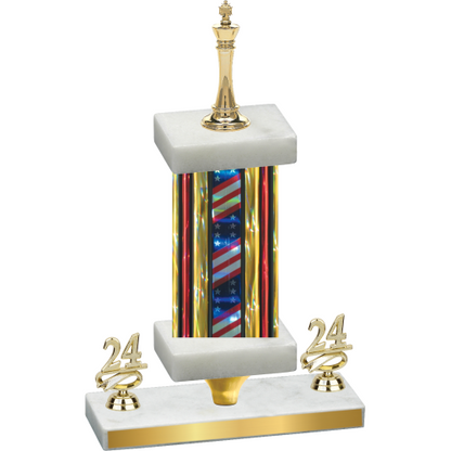 Premium Single Flag USA Year Chess Trophy