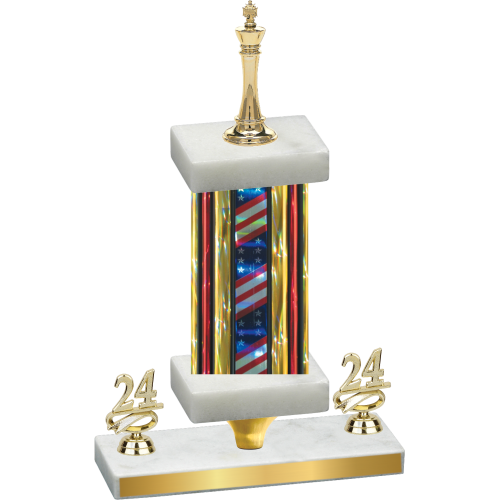 Premium Single Flag USA Year Chess Trophy