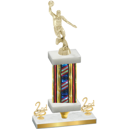 Premium Single Flag USA Second Place Basketball Trophy