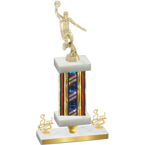 Premium Single Flag USA Third Place Basketball Trophy