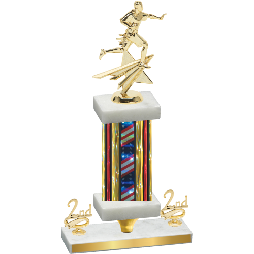 Premium Single Flag USA Second Place Flag Football Trophy