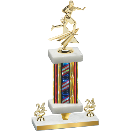 Premium Single Flag USA Year Flag Football Trophy