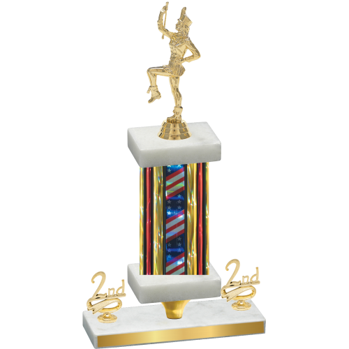 Premium Single Flag USA Second Place Majorette Trophy