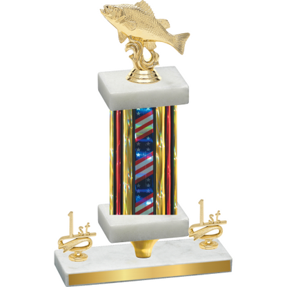 Premium Single Flag USA First Place Fishing Trophy