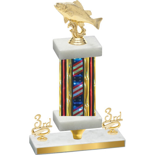 Premium Single Flag USA Third Place Fishing Trophy