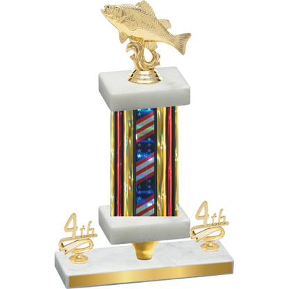 Premium Single Flag USA Fourth Place Fishing Trophy
