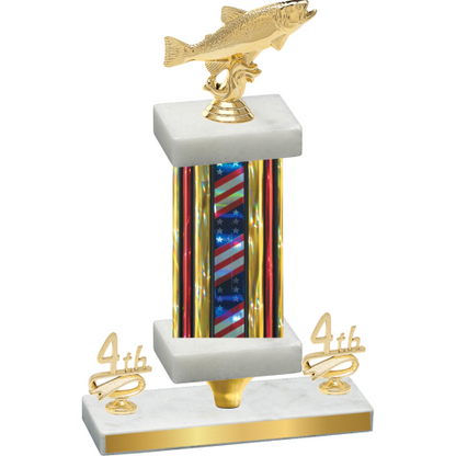 Premium Single Flag USA Fourth Place Fishing Trophy