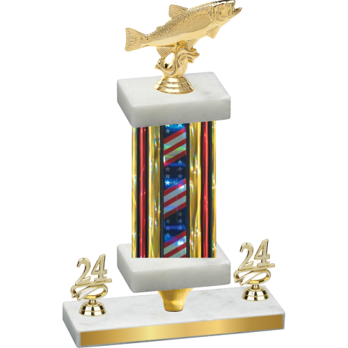 Premium Single Flag USA Year Fishing Trophy