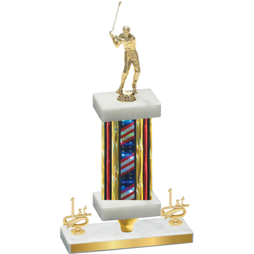 Premium Single Flag USA First Place Golf Trophy