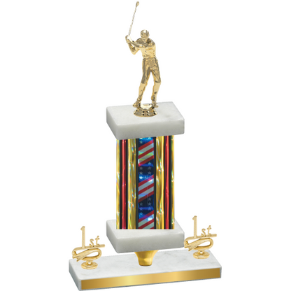 Premium Single Flag USA First Place Golf Trophy