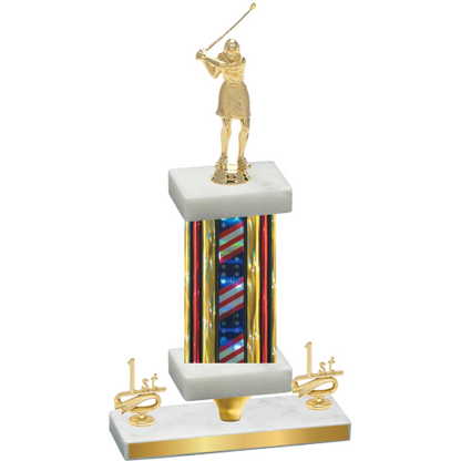 Premium Single Flag USA First Place Golf Trophy