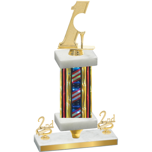 Premium Single Flag USA Second Place Golf Trophy